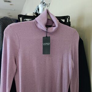 NWT Lauren Ralph Lauren Silk Blend Soft Lilac Turtleneck